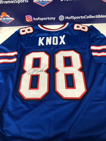 DAWSON KNOX SIGNED BILLS BLUE CUSTOM JERSEY -JSA COA