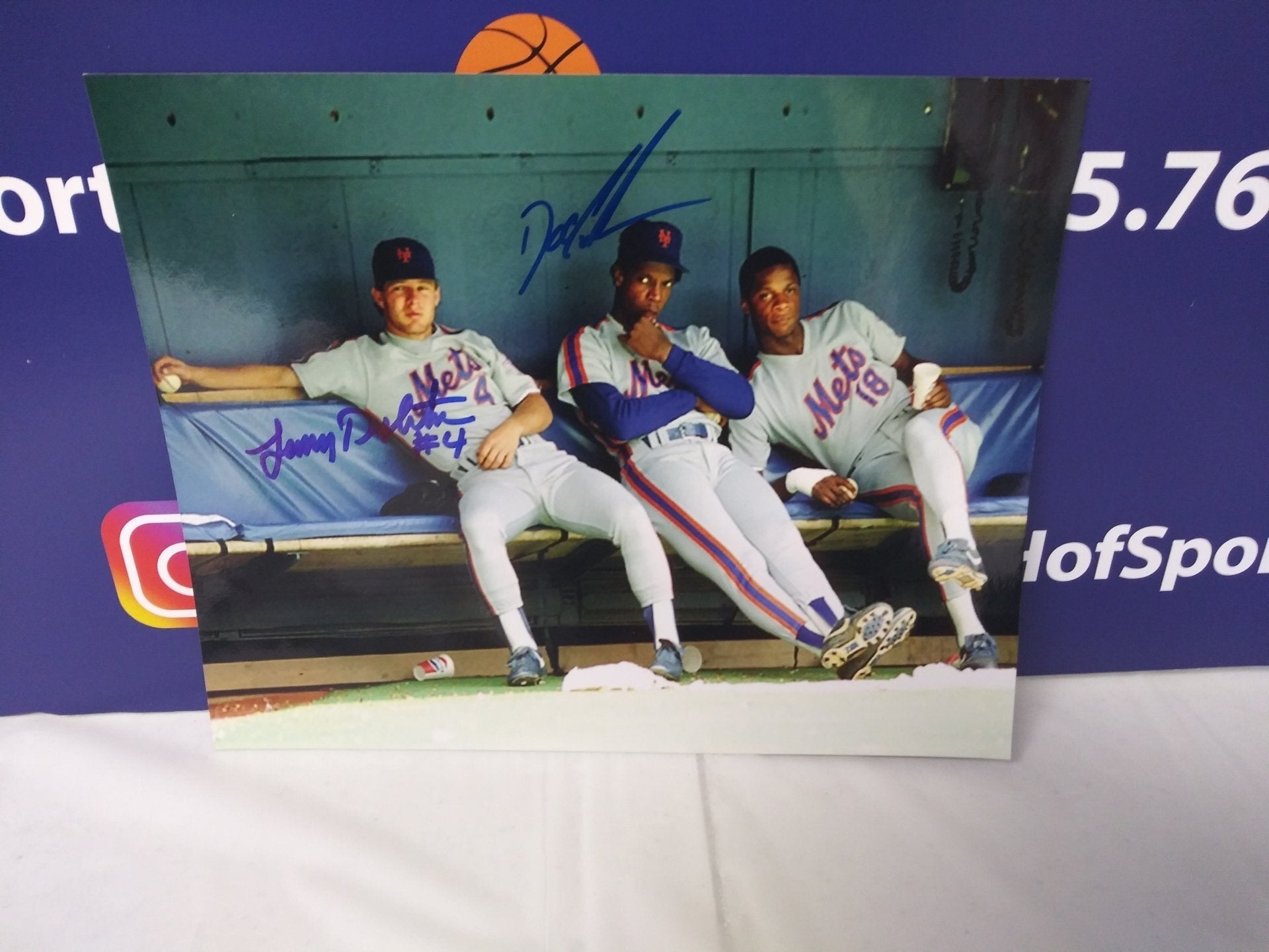 DWIGHT GOODEN / LENNY DYKSTRA SIGNED BENCH 8X10 PHOTO - HOF COA