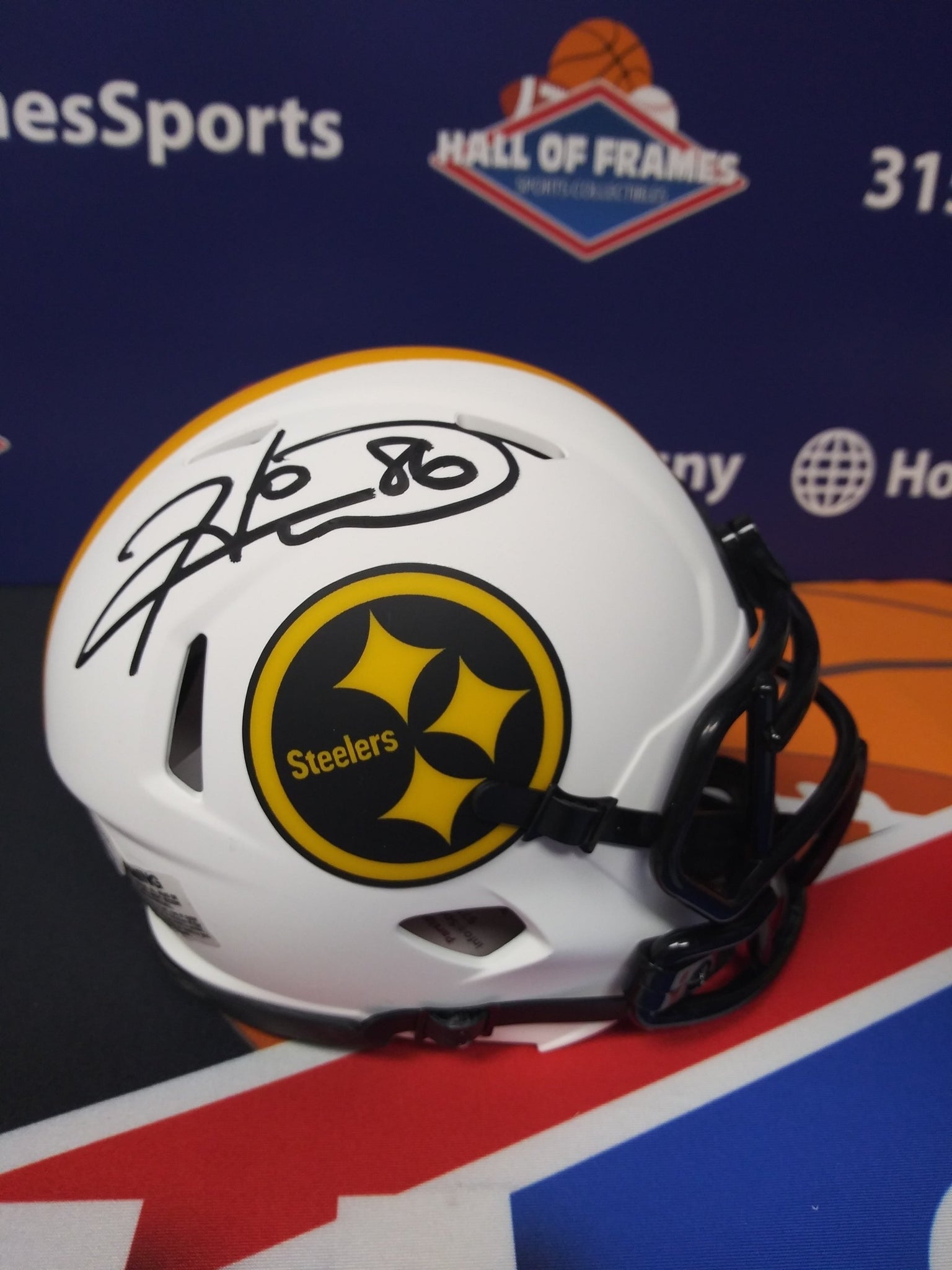 HINES WARD SIGNED LUNAR STEELERS MINI HELMET JSA COA