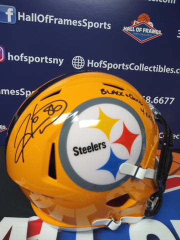 HINES WARD SIGNED REPLICA STEELERS TB FULL SIZE HELMET BLACK & GOLD 4 EVER