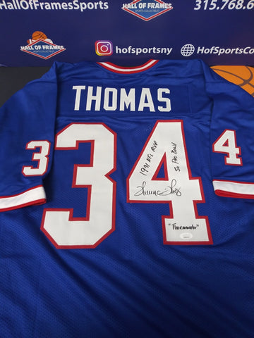 THURMAN THOMAS SIGNED BUFFALO BILLS CUSTOM JERSEY 3 INSC JSA COA