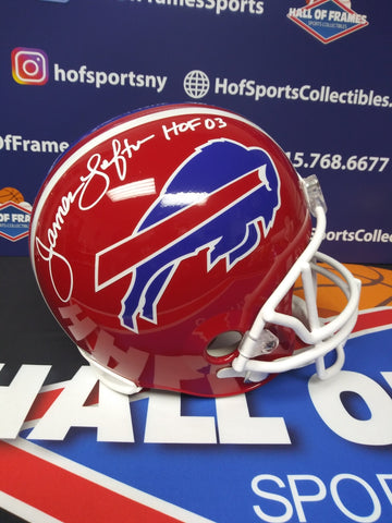 JAMES LOFTON SIGNED BILLS FULL SIZE REPLICA HELMET HOF JSA COA