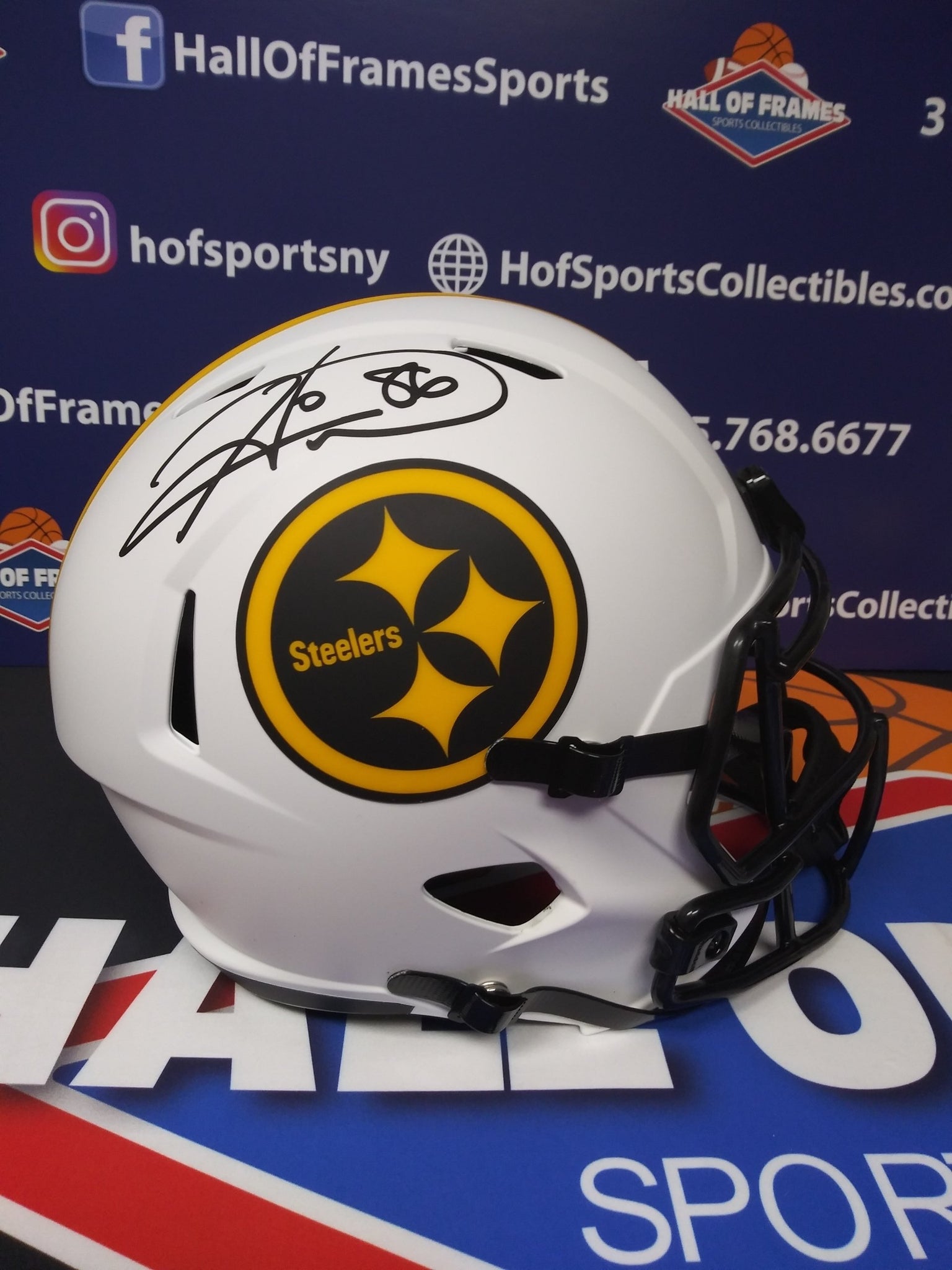 HINES WARD SIGNED REPLICA LUNAR STEELERS FULL SIZE HELMET JSA COA