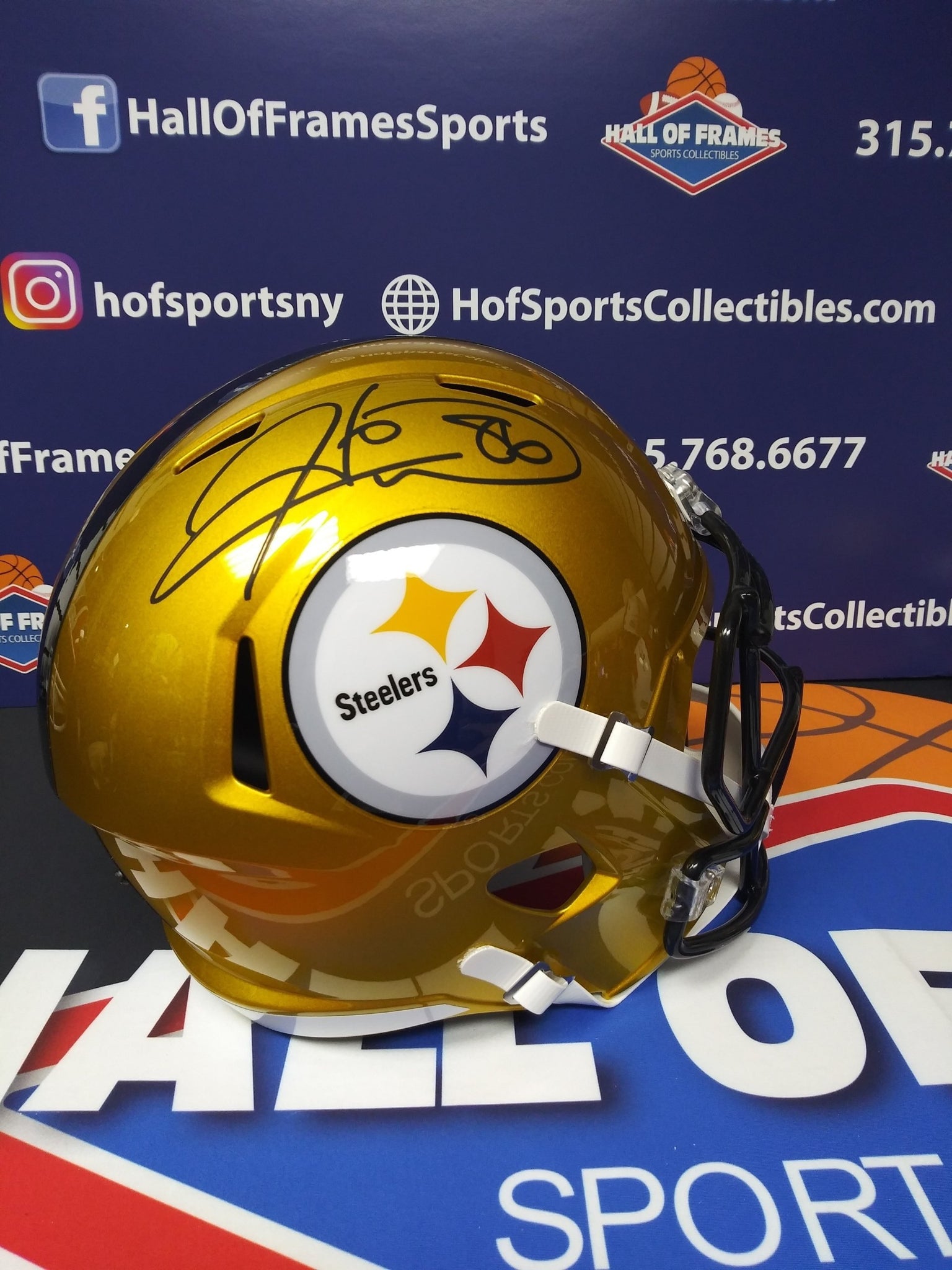 HINES WARD SIGNED STEELERS FLASH FULL SIZE HELMET JSA COA