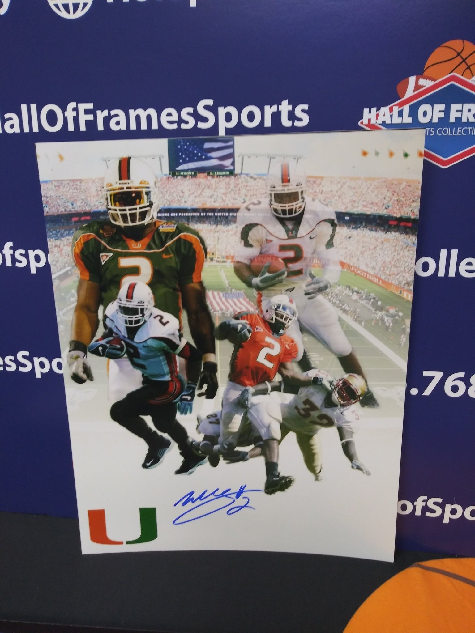 WILLIS MCGAHEE SIGNED HURRICANES  11X14 - HOF COA