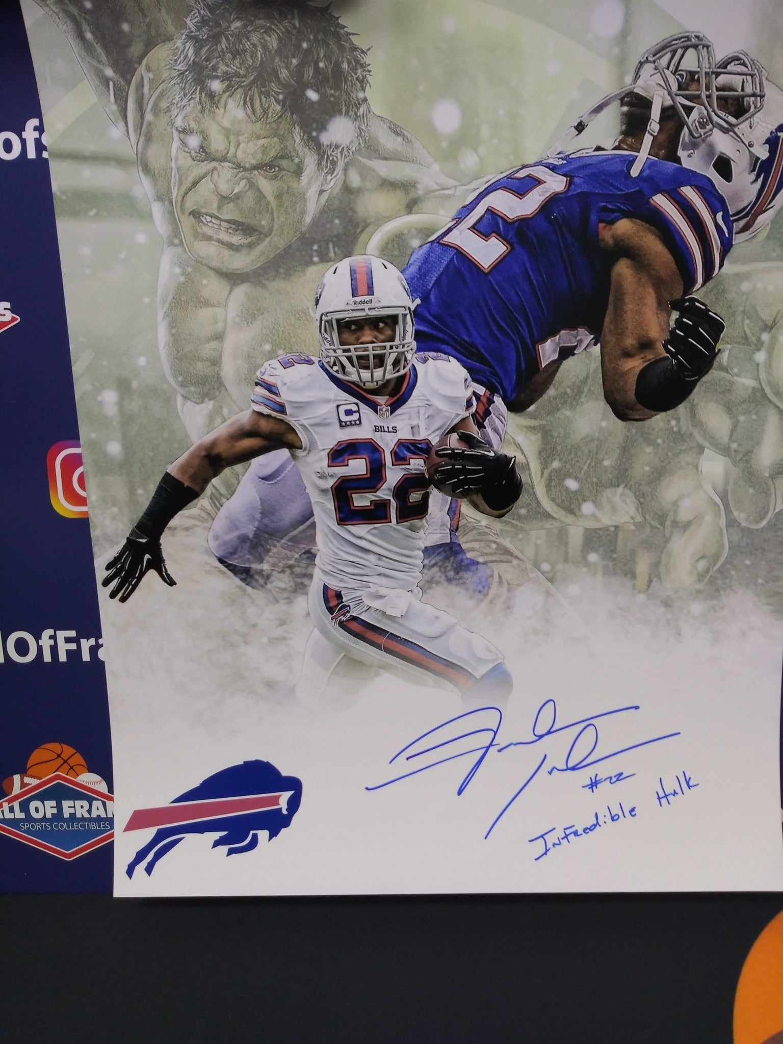 FRED JACKSON SIGNED BUFFALO BILLS "HULK" 16X20 - JSA COA