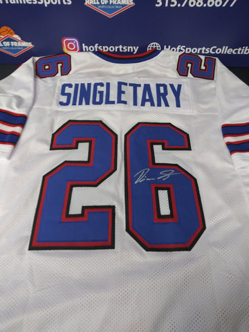 DEVIN SINGLETARY Buffalo Bills White Custom Jersey - HOF COA