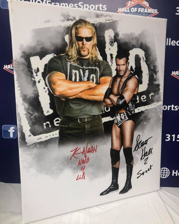 KEVIN NASH / SCOTT HALL SIGNED CUSTOM 16X20 NWO CANVAS - INSCRIBED NWO 4 LIFE - JSA COA