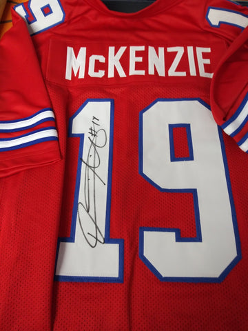 ISAIAH MCKENZIE SIGNED CUSTOM BILLS RED JERSEY - HOF COA