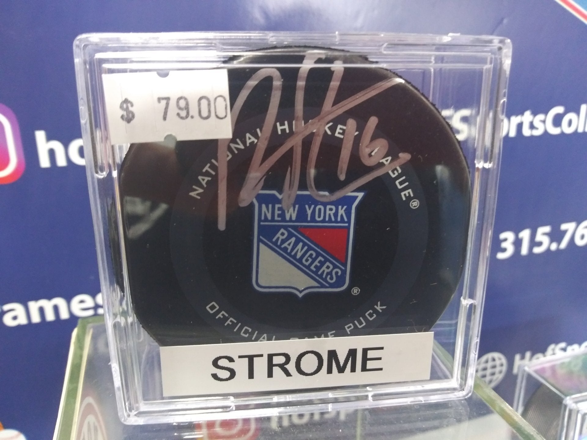 RYAN STROME RANGERS SIGNED OFFICIAL PUCK  - FANATICS COA