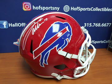 JOSH ALLEN SIGNED F/S REPLICA RED THROWBACK SPEED BILLS HELMET BECKETT