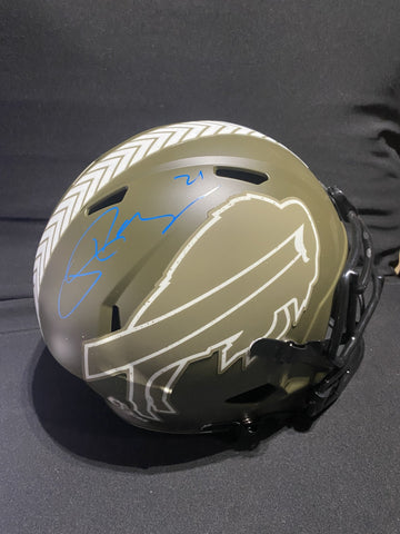 JORDAN POYER SIGNED BILLS SALUTE THE SERVICE FS REPLICA HELMET - JSA COA