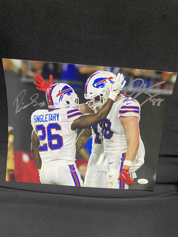 DAWSON KNOX / DEVIN SINGLETARY DUAL SIGNED BUFFALO BILLS 11X14 PHOTO -JSA COA