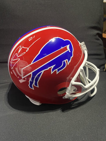 JORDAN POYER SIGNED BILLS RED THROWBACK FS REPLICA HELMET - JSA COA