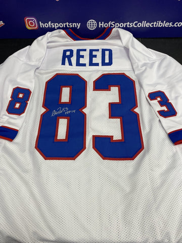 ANDRE REED SIGNED BUFFALO BILLS CUSTOM WHITE JERSEY INSC HOF 14 - HOF COA