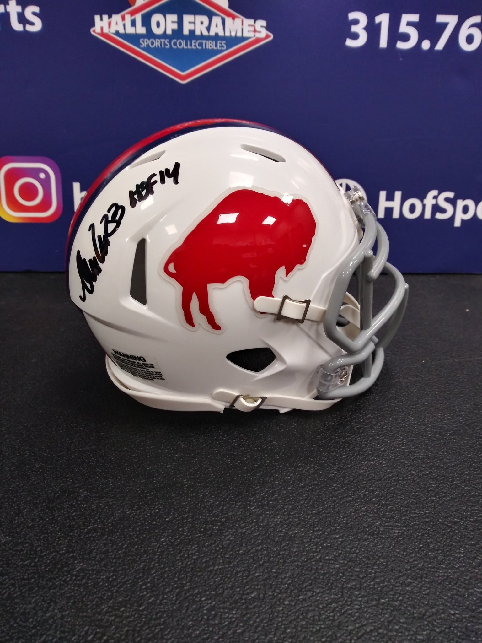 ANDRE REED SIGNED BILLS THROWBACK SIGNED MINI HELMET - HOF COA