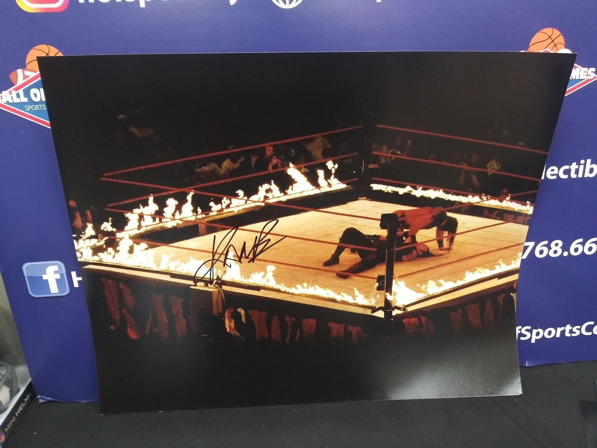 KANE SIGNED 16X20 PHOTO VS THE UNDERTAKER INFERNO MATCH - JSA