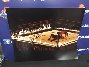 KANE SIGNED 16X20 PHOTO VS THE UNDERTAKER INFERNO MATCH - JSA