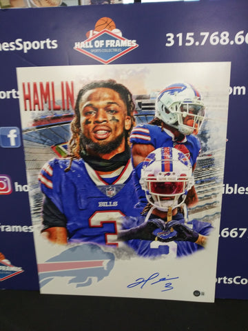 DAMAR HAMLIN SIGNED BUFFALO BILLS  16X20 PHOTO BAS COA