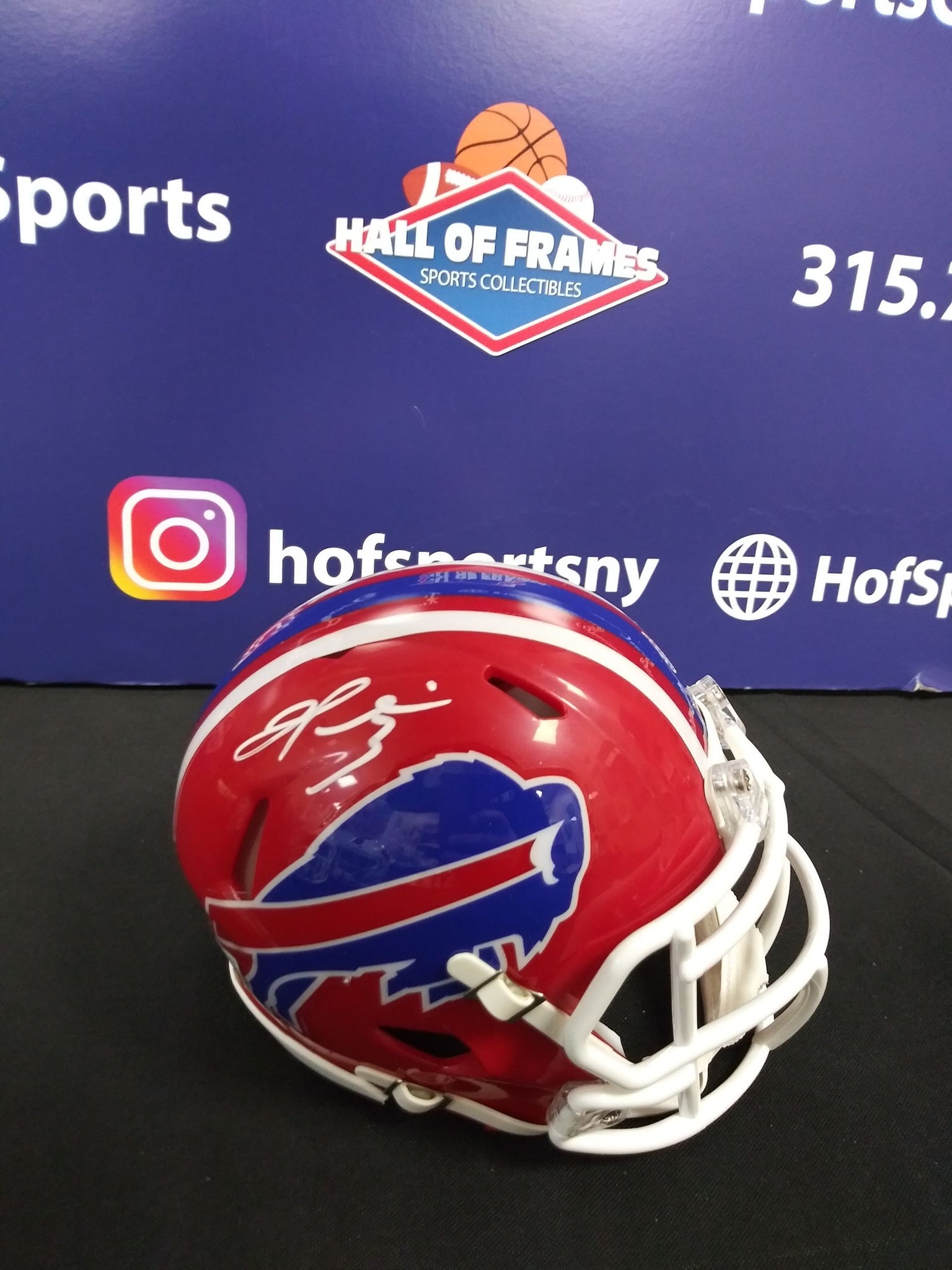 DAMAR HAMLIN SIGNED BUFFALO BILLS  SPEED RED TB MINI HELMET BAS COA