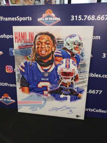 DAMAR HAMLIN SIGNED BUFFALO BILLS  16X10 CANVAS PHOTO BAS COA