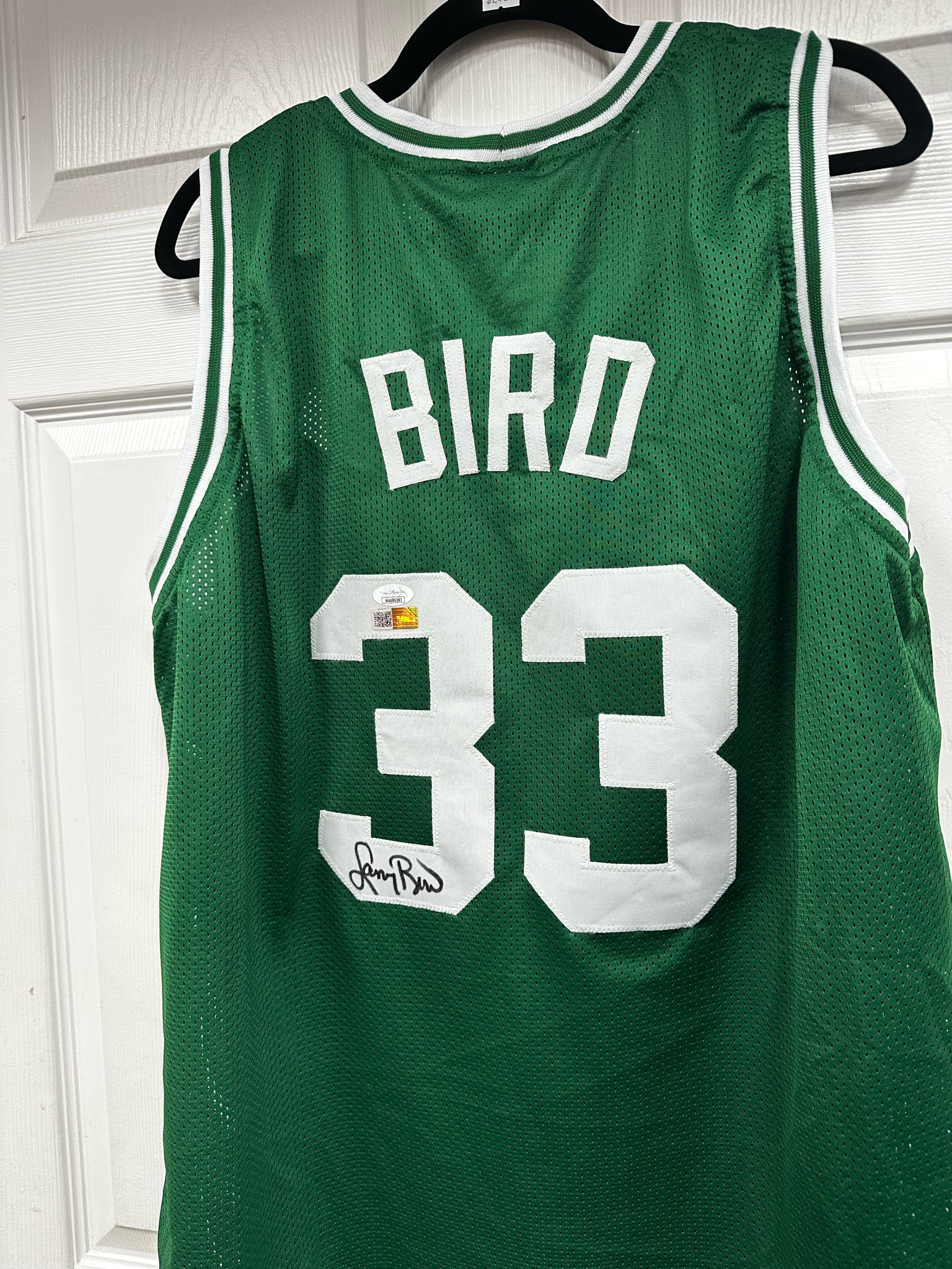 LARRY BIRD SIGNED BOSTON CELTICS CUSTOM GREEN JERSEY - JSA