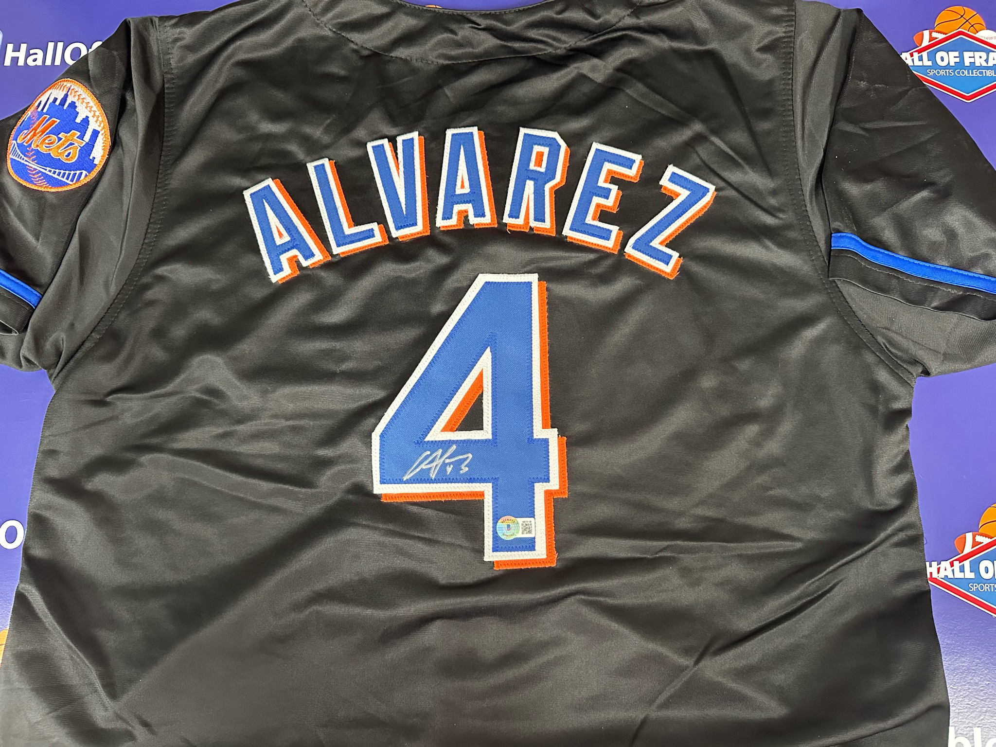 FRANCISCO ALVAREZ METS SIGNED BLACK CUSTOM JERSEY - BECKETT