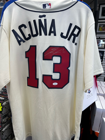 RONALD ACUNA SIGNED BRAVES MAJESTIC LICENSED JERSEY - JSA COA