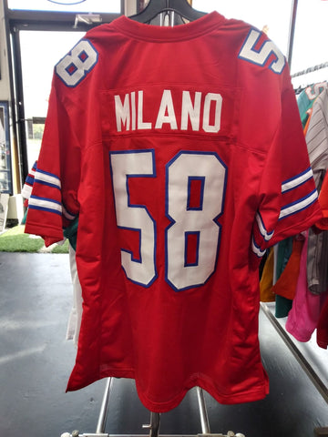 MATT MILANO BILLS CUSTOM SEWN STITCHED RED JERSEY SIZE MENS XL