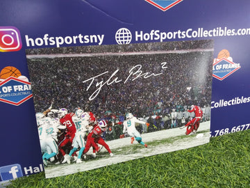 TYLER BASS SIGND BILLS GAME WINNING FG 11X17 JSA COA