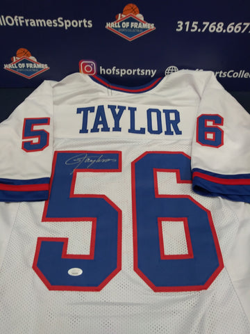 LAWRENCE TAYLOR GIANTS CUSTOM SIGNED WHITE JERSEY  - JSA COA