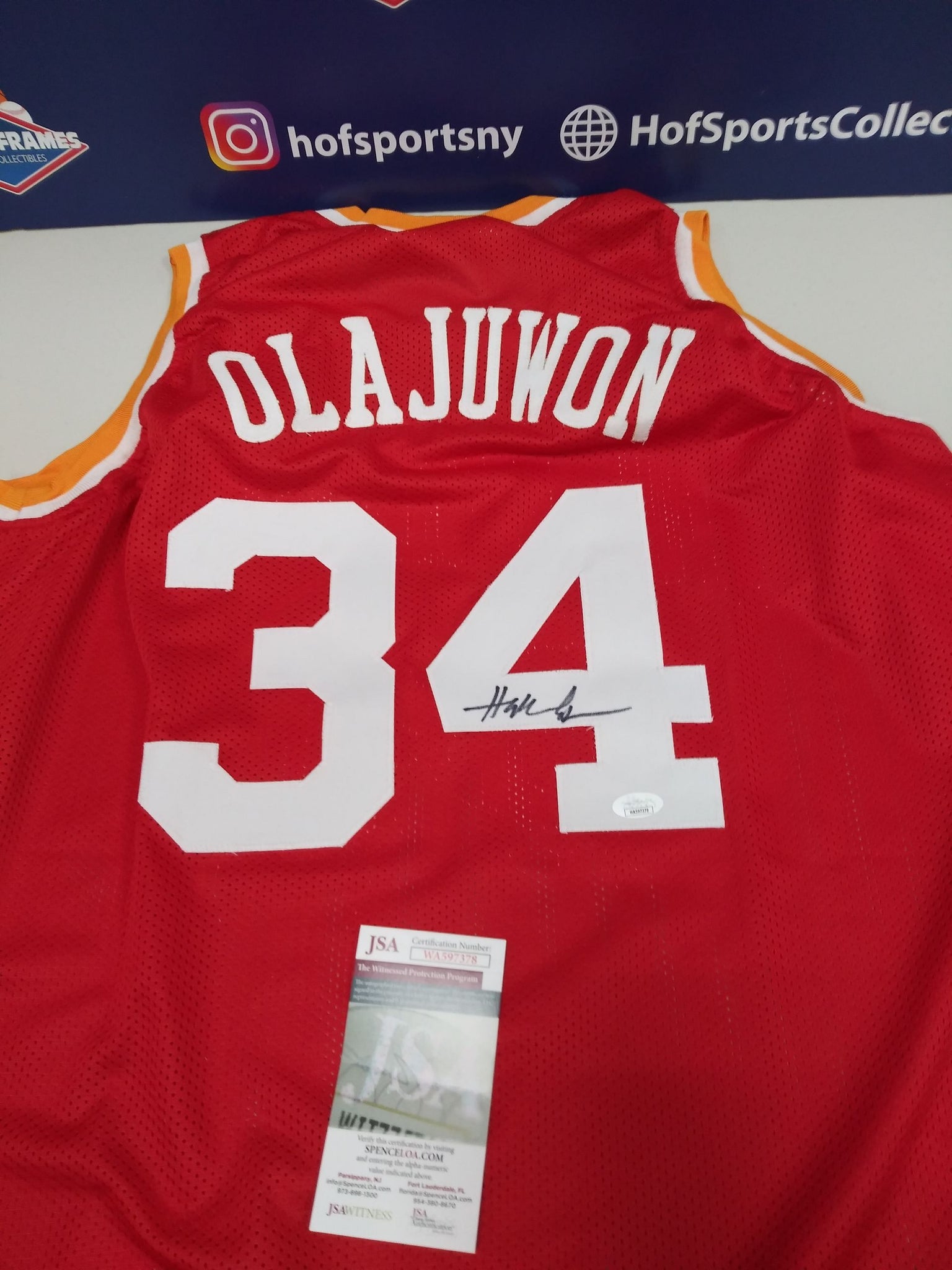 HAKEEM OLAJUWON SIGNED ROCKETS THE DREAM CUSTOM JERSEY - JSA COA