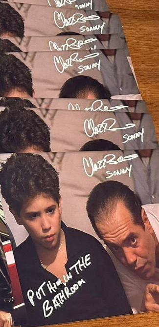 Chazz Palminteri SIGNED BRONX TAIL  11X14 "PUT HIM IN THE BATHROOM" JSA