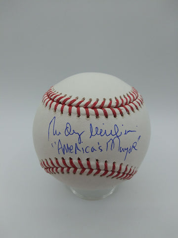 RUDY GIULIANI SIGNED MLB BASEBALL INSCR. 